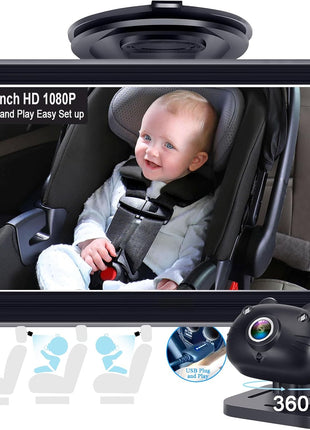DoHonest Baby Car Camera 7-Inch: USB Plug and Play Easy Setup 360 Degree Rotating Backseat Camera Two Kids HD 1080P Rear Facing Car Seat Cameras Clear Night Vision -V9