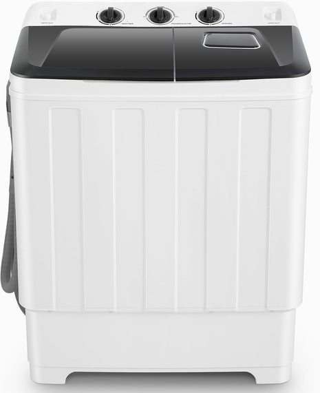 Nictemaw Portable Washing Machine, 19Lbs Washer 11Lbs Spinner, Drain Pump | 30Lbs Large Capacity Washer and Dryer Combo, Twin Tub, Time Control, Easy to Operate, for Apartment Dorms RV Home, Black