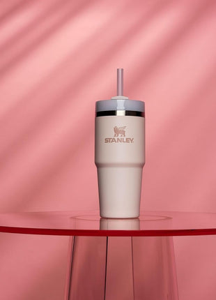 STANLEY Quencher H2.0 Flow State Tumbler, 14 oz, Rose Quartz 2.0 | Straw and 3-Position Lid | Cup Holder Compatible for Travel | Insulated Stainless Steel Cup | BPA-Free
