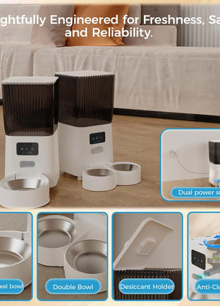 Automatic Cat Feeder with Camera, 5L Smart Dog Food Dispenser with App Control, 1080P Night Vision, Two-Way Audio. 22 Cups Large Hopper, Motion Detection, Timer (5L Single Bowl)