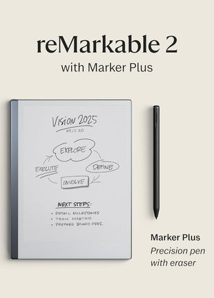 reMarkable 2 with Marker Plus | 10.3" paper tablet with black and white display, e ink digital notebook for better thinking, writing, and reading