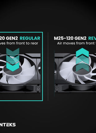 Phanteks M25-120 Gen2 Triple Pack, 3X 120mm ARGB High Performance Cooling Fans, Daisy-Chain Unified Fan Frame, Infinity Mirror hub, Single Cable Connection, Black