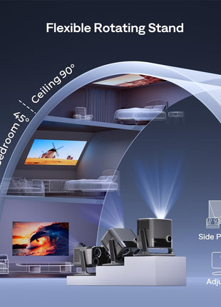 Aurzen BOOM mini Google TV Smart Projector with WiFi and Bluetooth, Voice Control, Family Mode, 20W Dolby Audio, Real-Time Focus,4K Supported Movie Projector for Bedroom/Home/Outdoor Live Sports,Black