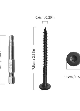SahncaiTechTrade 3 Inch Deck Screws 50Pcs, Heavy-Duty Structural Wood Screws, Rust Resistant Timber Screws for Timber/Log/Landscaping Wood, T30 Star Bit (#14 x 3)