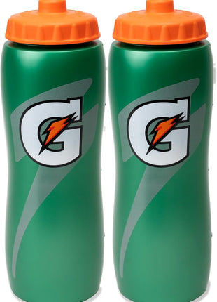 Gatorade 32 Oz Squeeze Water Sports Bottle - Pack of 2 - New Easy Grip Design