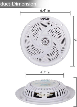 Pyle Marine Speakers - 5.25 Inch 2 Way Waterproof and Weather Resistant Outdoor Audio Stereo Sound System with 180 Watt Power and Low Profile Slim Style - 1 Pair - PLMRS5W (White)