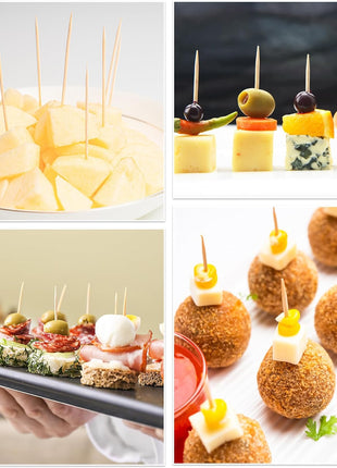 Damuzhi 1000 Count Bamboo Toothpicks Barbecue, Fruits And Teeth Cleaning   Round Double Pointed Wooden Toothpicks, For Appetizers,Olives