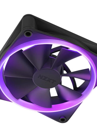 NZXT F120 RGB - 120mm PWM RGB PC Case Fan - Black | 120mm PWM RGB fan with advanced lighting customization and whisper-quiet cooling. CAM-compatible lighting.