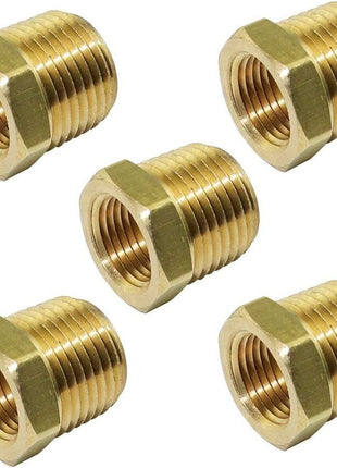 TL TOOLEGIN 1/2 inch NPT Male x 1/4 inch NPT Female Brass Bushing Reducer Reducing Pipe Adapter Fitting 5pcs 1200 PSI