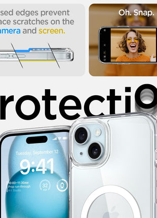Spigen for iPhone 15 Case, Ultra Hybrid MagFit [Anti-Yellowing] [Compatible with Magsafe] - Clear