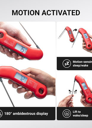 ThermoMaven Professional Meat Thermometer Digital, Ultra-Fast 0.5 Sec Instant Read, NIST Certified ±0.5°F Accuracy, IP67 Waterproof, Auto-Rotating Backlit Display, Lift-to-Wake, for BBQ/Cooking/Candy