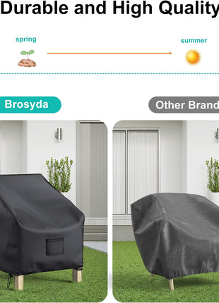 Patio Chair Covers for Outdoor Furniture Waterproof 2 Pack, Lawn Chair Covers 600D Heavy Duty Oxford Cloth, Large Covers for Lounge Lawn Deep Seat Black 38 inch W x 31 inch D x 29 inch H