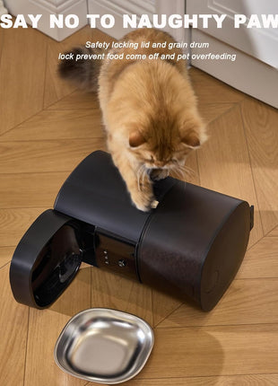 Automatic Cat Feeder with Camera & Voice Interaction, WiFi/App Control, 4L Dry Food Dispenser for Cats & Dogs with Freshness Preservation, Custom Feeding Times & Portions, Dual Power