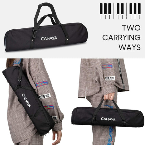 CAHAYA Melodica Piano Keyboard 32-Key with Case for Beginners Black | Portable Keyboard Instrument with 2 mouthpieces and carry bag ideal gift for kids student school lessons practice performance
