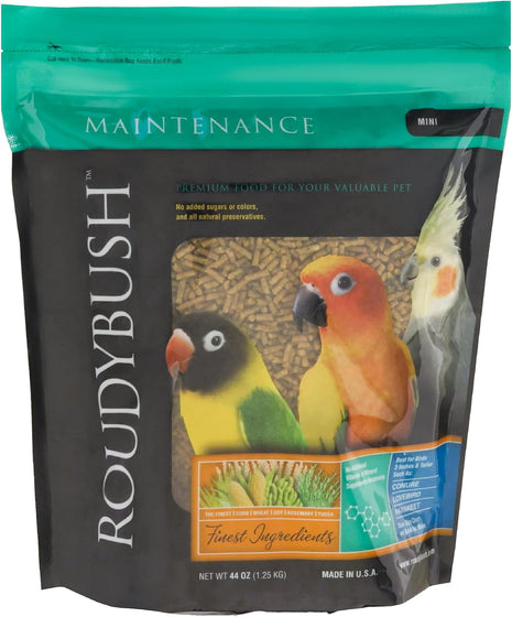 RoudyBush Daily Maintenance Food for Birds - Scientifically Formulated Bird Feed - Bird Food Pellets w/Corn, Wheat, Soy & More - Nutritious & Healthy Feed for Birds (Mini, 44oz)