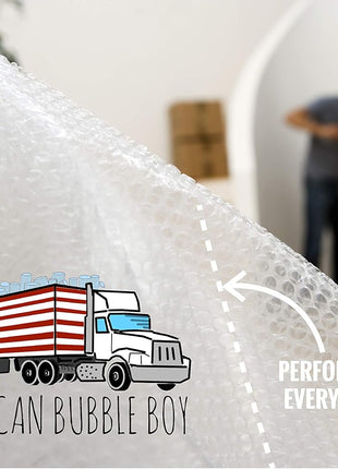 4 large rolls of Bubble Wrap total 700 feet, small bubbles 3/16 cushioning, 700 ft, heavy duty, perforated Every 12" Made in the USA by American Bubble Boy, bulk packaging wrap for moving and shipping