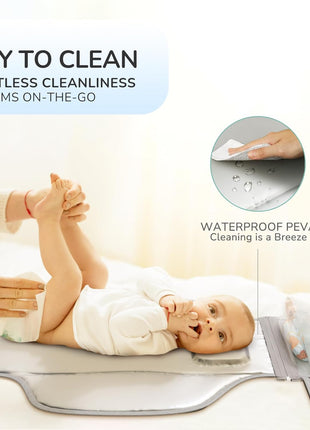 Alatino Portable Diaper Changing Pad for Baby, Detachable Travel Changing Pad with Baby Wipes Pocket, Gifts for Baby Shower, Newborn Girls and Boys (Grey)