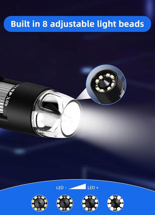 Magnifying Glass with Light Portable Handheld USB Digital Microscope Macro Camera 2.0 inch IPS Color Screen Fixed Focus, 200w Pixel, 500x Magnification, Compatible with Windows, Mac OS