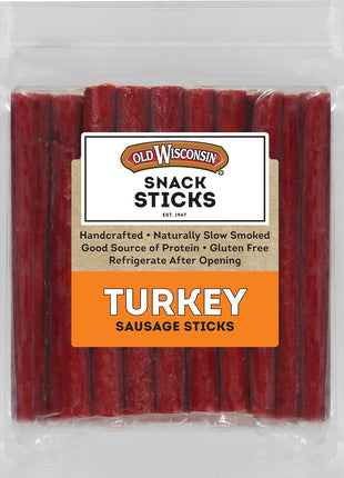 Old Wisconsin Turkey Sausage Snack Sticks, Naturally Smoked, Ready to Eat, High Protein, Low Carb, Keto, Gluten Free, 28 Ounce Resealable Package