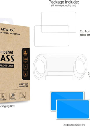 2 Front+2 Back Covers Screen Protectors Compatible with Sony PlayStation Vita 1000, (4-Pack) 9H Tempered Glass Front Screen Protector and HD Clear PET Back Screen Protective Film