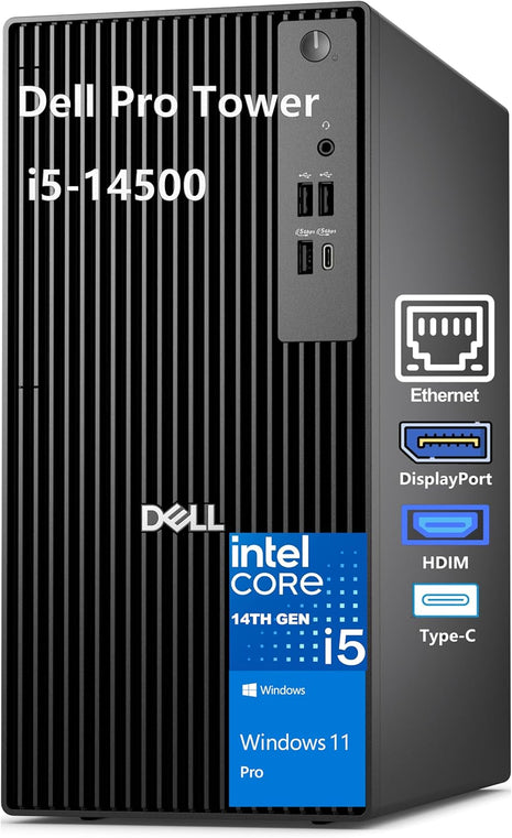 Dell Pro Tower PC Business Desktop Computer, 14th Gen Intel 14-Core i5-14500 vPro, 16GB DDR5 RAM, 512GB PCIe SSD, RJ-45, HDMI, DisplayPort, Type-C, Windows 11 Pro | 16GB DDR5 RAM, 512GB PCIe SSD, RJ-45, HDMI, DisplayPort, Type-C, Windows 11 Pro