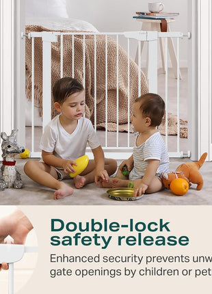 Cumbor 30-40.6 in Baby Gate for Stairs and Doorways, Dog Gate Indoor White | Mom's Choice Awards Winner, Auto Close, Double Lock, Safety Child Gate for Toddlers & Pets, Pressure or Hardware Mounted