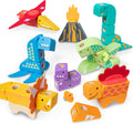Melissa & Doug BlockablesTM Dinosaur Snap and Play, Mix and Match Connectable Wooden Building Blocks Play Set Toy for Preschool Boys and Girls (69 Pcs) - FSC Certified