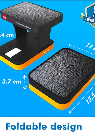 KLIM K2 Mobile Film Scanner 35mm - Free APP - Positive & Negative Converter, Slide & Photo Digitizer, 35mm Color Developing Kit Essential - Top Choice for Preserving Old Photos - Orange & Grey