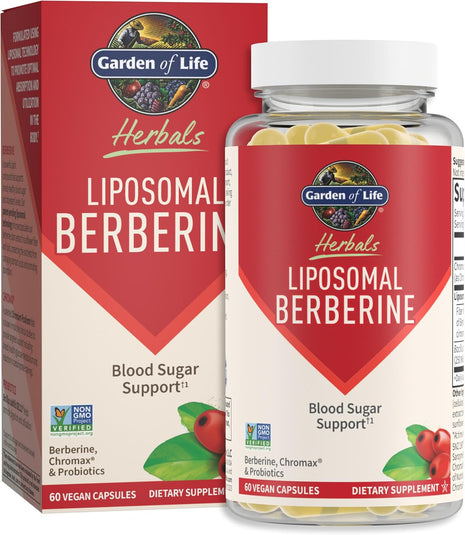Garden of Life Liposomal Berberine and Chromium Picolinate for Already Healthy Blood Sugar, Glucose Metabolism and Cholesterol with Probiotics for Easy Digestion, Non GMO, Gluten Free, 30 Servings