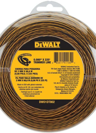 DEWALT Trimmer Line, 225-Foot by 0.080-Inch (DWO1DT802)