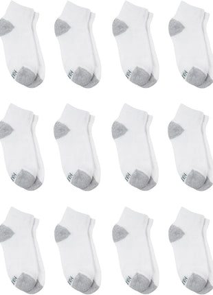 Hanes Boys' Socks Pack, Double Tough Moisture Wicking Ankle, Crew, No Show Socks, 12 & 14 Pair Packs