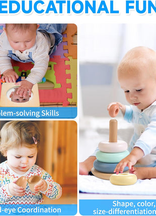 WOODMAM Montessori Toys for Babies 7-12 Months, 9 in 1 Educational Play Kit | Baby Toys 7-12 Months, Object Permanent Box, Stacking Cups, Mirror Puzzle, Ring Stacker, Baby Learning Toys, Baby Gifts