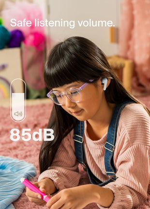 Belkin SoundForm Nano 2 Bluetooth Earbuds for Kids with Built-in Microphone, 28H Battery Life, Safe 85dB Volume, IPX5 Water Resistance - Kids Bluetooth Earbuds for iPhone, iPad, Galaxy, & More - White