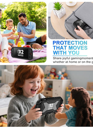 for Nintendo Switch 2 Case 2025 [Built-in Screen & Lag-Free Touch] [Magnetic Joy Con Controllers Friendly],360°Shockproof Design Cover Accessories for Nintendo Switch 2 & 2 X Thumb Grip [no_operating_system]