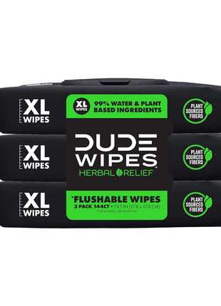 DUDE Wipes Unscented Adult Flushable Wet Wipes, Sensitive Skin, 288 Count | 99% water, extra large flushable butt wipes. Fragrance free, hypoallergenic, vitamin E and aloe. Septic safe. 6 packs of 48.