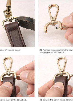 CRAFTMEMORE 2pcs Detachable Snap Hook Swivel Clasp w/Screw Bar VT493 Bag Strap Hardware Replacement (1 1/2 Inch, Gunmetal)