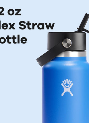 Hydro Flask Water Bottle   Insulated Stainless Steel   Wide Straw Lid, Non Spill, Leakproof in 32 Oz Cascade Blue