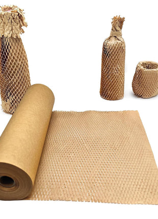 Honeycomb Packing Paper, 15 inch x 131' Packing Paper Substitute Alternative for Bubble Cushioning Wrap for Moving Shipping Packaging, Recyclable Moving Supplies Bubble Packing Wrap Protective Roll