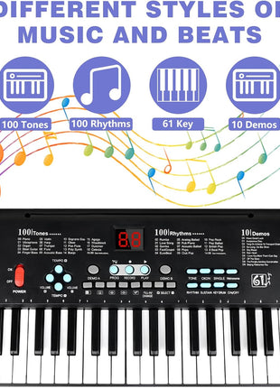 61 key keyboard Piano,Portable Electronic Digital Piano,Built In Dual Speakers,Rich Teaching Content,Electronic Piano Suitable For Beginners