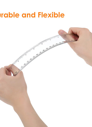Eboot 20 Pack 12 Inch Clear Plastic Rulers Bulk, Easy-to-Read Straight Edge Rulers with Inches and Metric for Office, Back to School Supplies