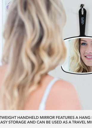 ForPro Hand Mirror with Handle, 6.3Wx9.6L in, Black | for Salon & Makeup Application, Vanity Mirror, Magnifying Makeup Mirror, Salon Mirror, Salon & Spa Essentials