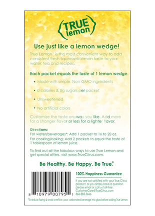 TRUE LEMON Water Enhancer, Bulk Dispenser, 100 Count (Pack of 1), 0 Calorie Drink Mix Packets For Water, Sugar Free Lemon Flavoring Powder Packets