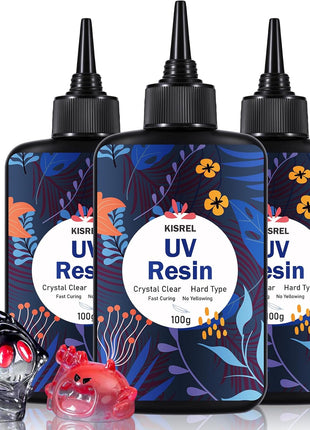 KISREL UV Resin 300g - Upgraded UV Resin Kit, Hard Type Crystal Clear Ultraviolet Curing UV Epoxy Resin for Craft Jewelry Making