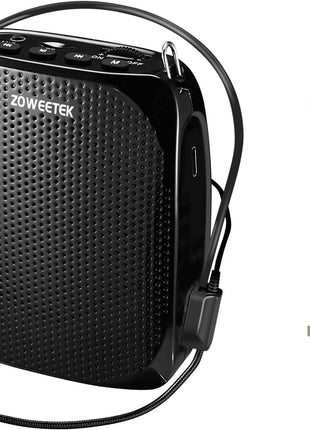 ZOWEETEK Portable Rechargeable Mini Voice Amplifier for Teachers | Wired Microphone Headset and Waistband,Supports MP3 Format Audio for Speech, Class, Training,Tour Guide,Power Amplifiers