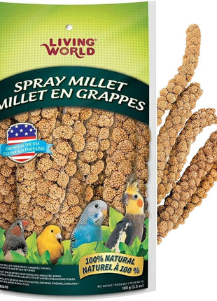 Living World - Millet Spray for Birds, 3.5 Oz 芒聙聯 Premium Treat for Budgies, Canaries, Finches, Cockatiels and Other Pet Birds