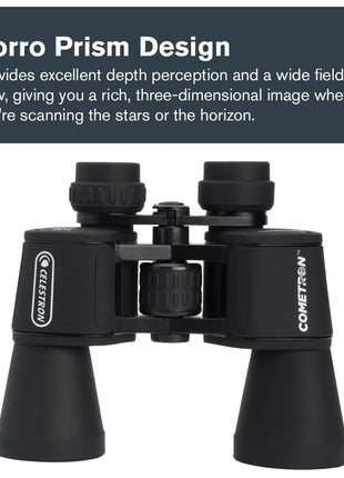 Celestron Cometron 7x50mm Astronomy Binoculars | Wide-Field Astronomy Binocular, Porro Prism, Multi-Coated Optics, Comfortable Handheld, Tripod Adaptable, Carrying Case