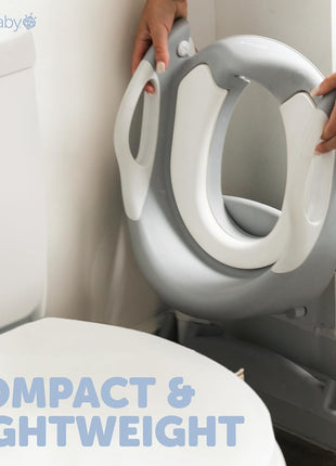 Jool Baby Potty Training Seat with 2 Step Ladder for Toddlers - Splash Guard, Adjustable Height (Gray)