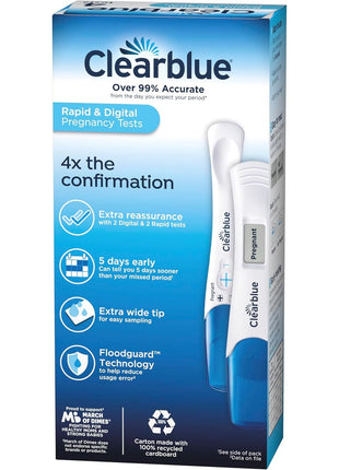 Clearblue Pregnancy Test Combo Pack, 4ct - Digital with Smart Countdown & Rapid Detection - Value Pack