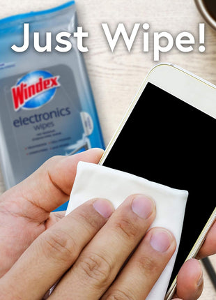 Windex Electronic Cleaning Wipes, Pre-Moistened Screen Wipes for TVs, Phones, and Other Electronics, Resealable for a Freshness Lock, 25 Count