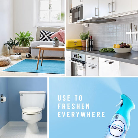 Febreze Air Mist Air Freshener Spray, Odor Fighting Room Spray, Air Fresheners for Home and Bathroom and Kitchen, Aerosol Can, Heavy Duty Crisp Clean Scent, 8.8oz, 3 Count